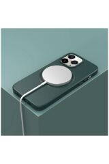 Apple Iphone 11 Pro Max Uyumlu Kılıf Magsafe Özellikli Lansman Deri Kılıf Yeşil