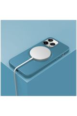 Apple Iphone 11 Pro Max Uyumlu Kılıf Magsafe Özellikli Lansman Deri Kılıf Açık Mavi