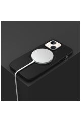 Apple Iphone 14 Plus Uyumlu Kılıf Magsafe Özellikli Lansman Deri Kılıf Siyah