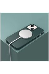 Apple Iphone 14 Plus Uyumlu Kılıf Magsafe Özellikli Lansman Deri Kılıf Yeşil