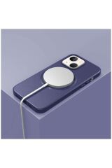 Apple Iphone 14 Uyumlu Kılıf Magsafe Özellikli Lansman Deri Kılıf Derin Mor
