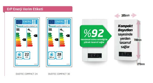 BAYMAK DUOTEC COMPACT 30 25.800 kcal/h Premix Yoğuşmalı Kombi