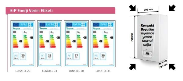 BAYMAK LUNATEC 24 18.920 kcal/h Premix Yoğuşmalı Kombi