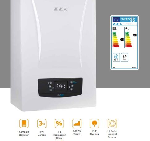 ECA Citius Premix 24 Kw 20.640 kcal/h Yoğuşmalı Kombi