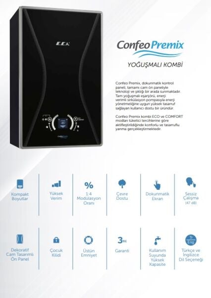 ECA Confeo Premix 30 Kw 24.080 kcal/h Yoğuşmalı Kombi