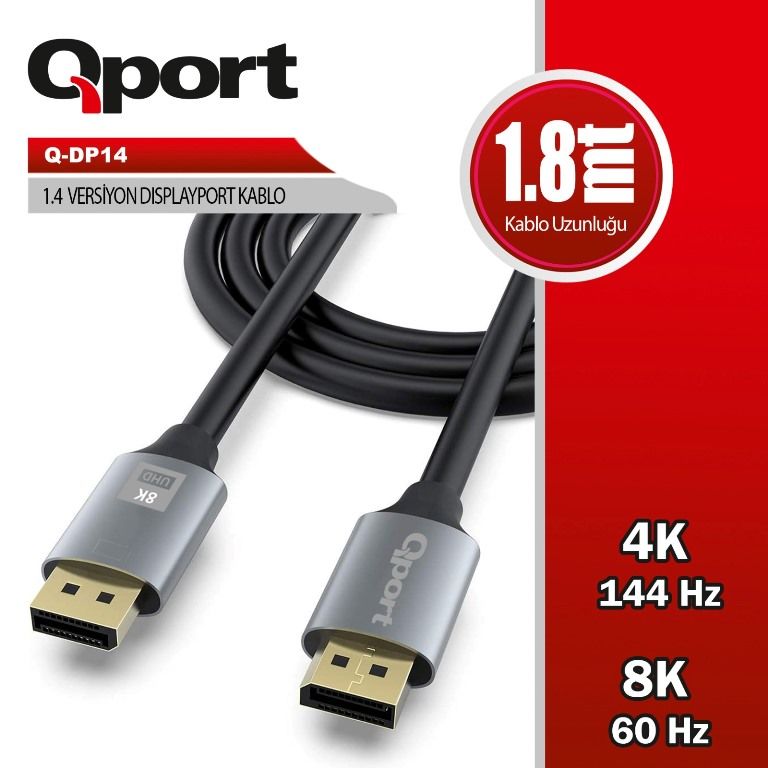 Qport Q-DP03 3 m DisplayPort Kablo