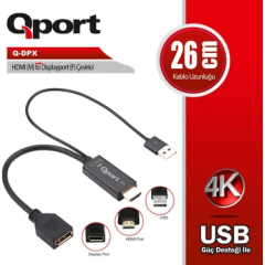Qport Q-DPX HDMI to DisplayPort Dönüştürücü