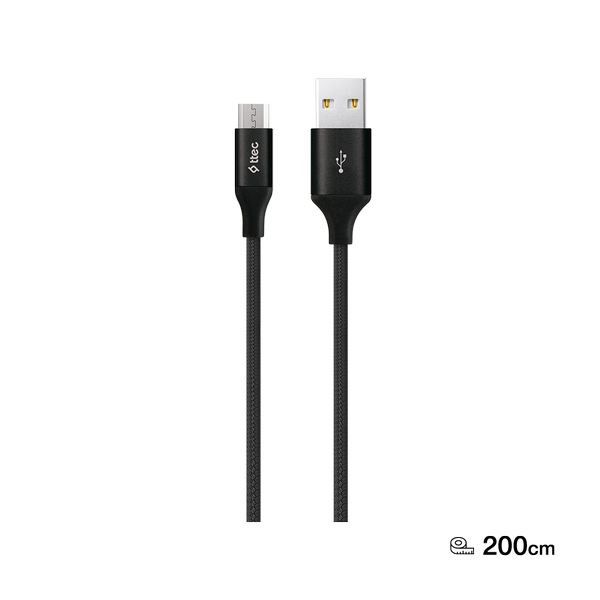 Ttec AlumiCable XL 2 m Micro USB Siyah Şarj Kablosu - 2DK21S