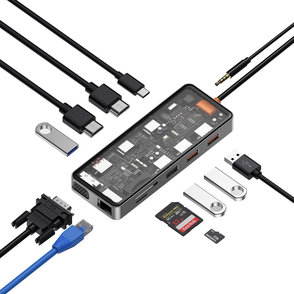 Wiwu Cyber 12 in 1 100W Şarj Destekli Type-C Hub