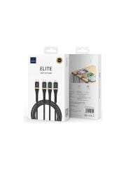 Wiwu Elite 100W 3 in 1 Type-C to Lightning + Type-C + Micro USB Ultra Hızlı Şarj Kablosu 1.2mt