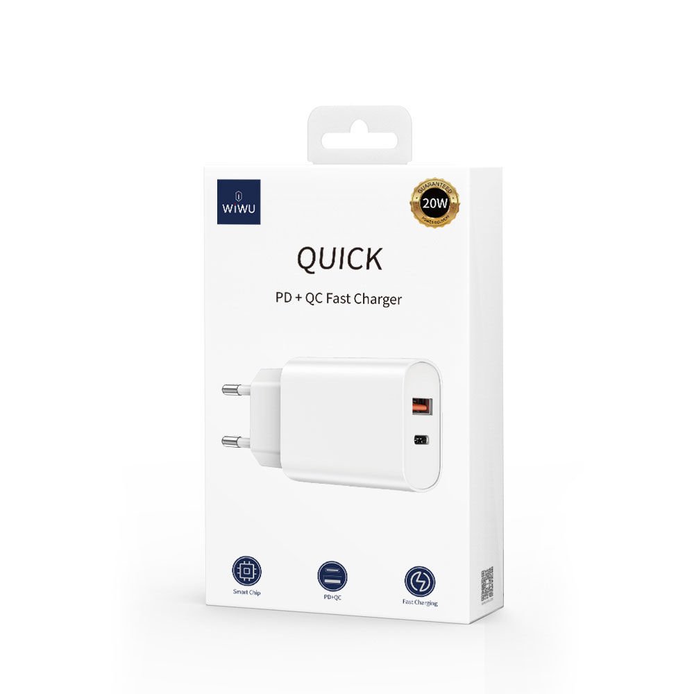 Wiwu Quick 20W+18W Type-C+USB Hızlı Şarj Başlığı