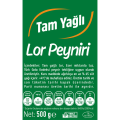 Tam Yağlı Lor Peyniri 500 Gr