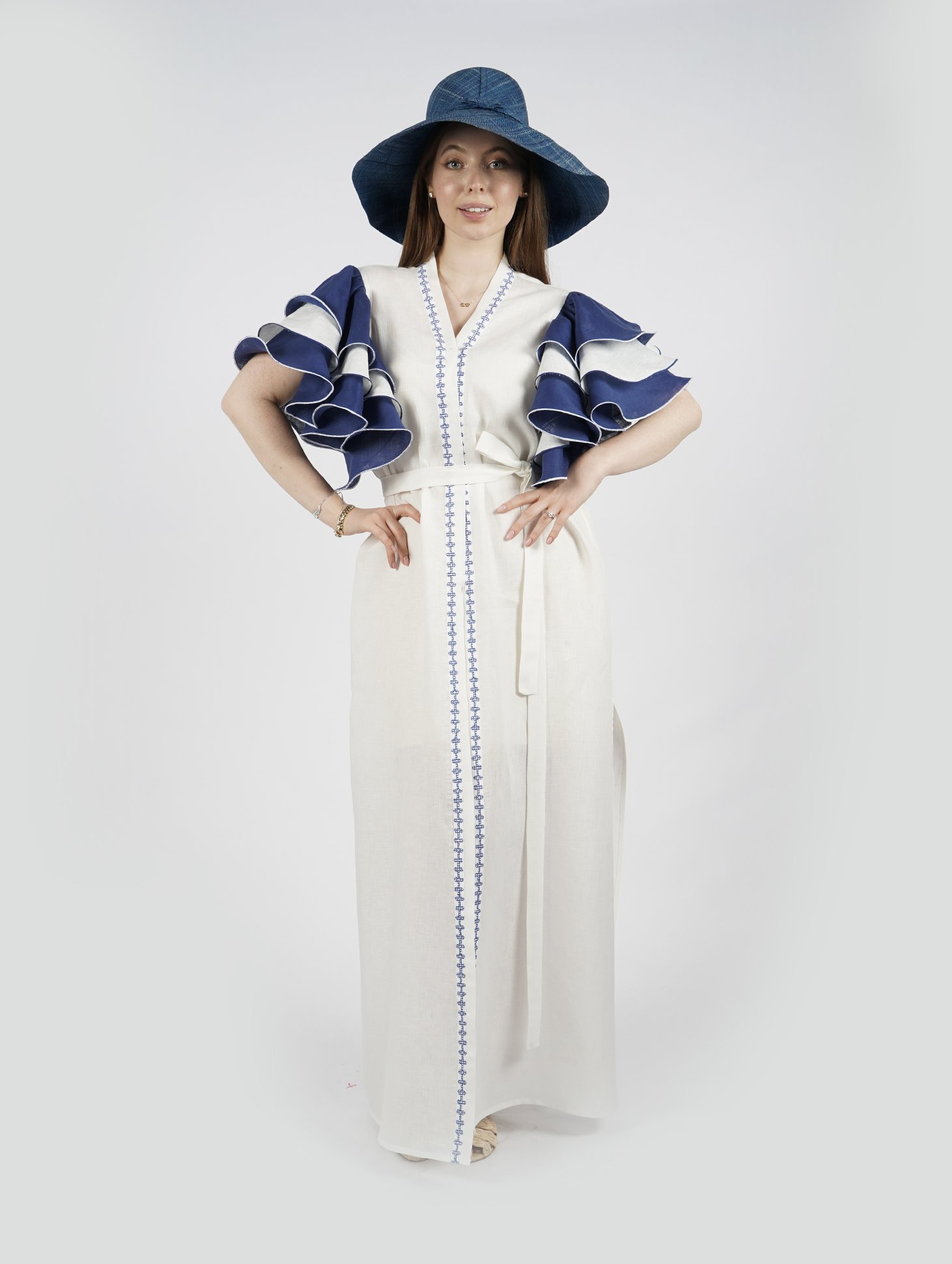 Sırtı Kuş İşlemeli Kimono