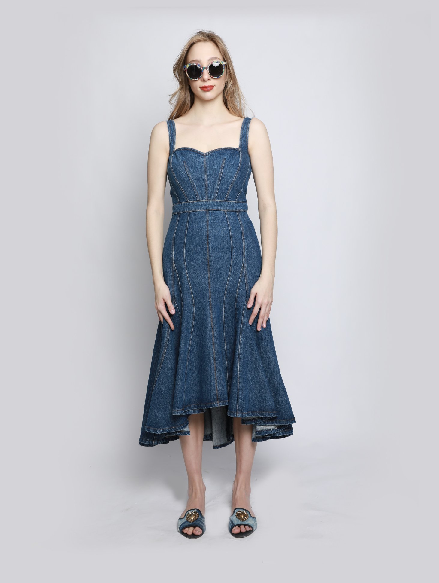 Askılı Denim Elbise