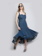 Askılı Denim Elbise