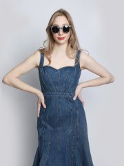 Askılı Denim Elbise