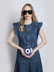 Volanlı Denim Elbise