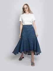 Volanlı Denim Etek