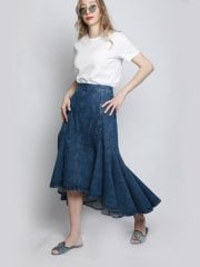 Volanlı Denim Etek