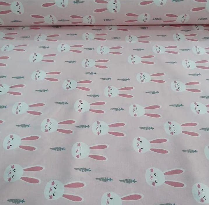 Pembe Tavşan Poplin Kumaş