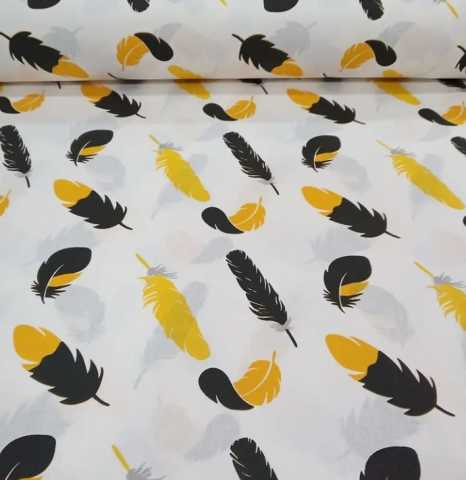 Sarı Şans Tüyü Poplin Kumaş