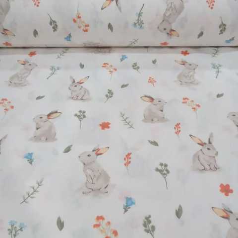 Tavşanlar Poplin Kumaş
