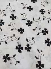Siyah Beyaz Çiçekler Kumlu Keten