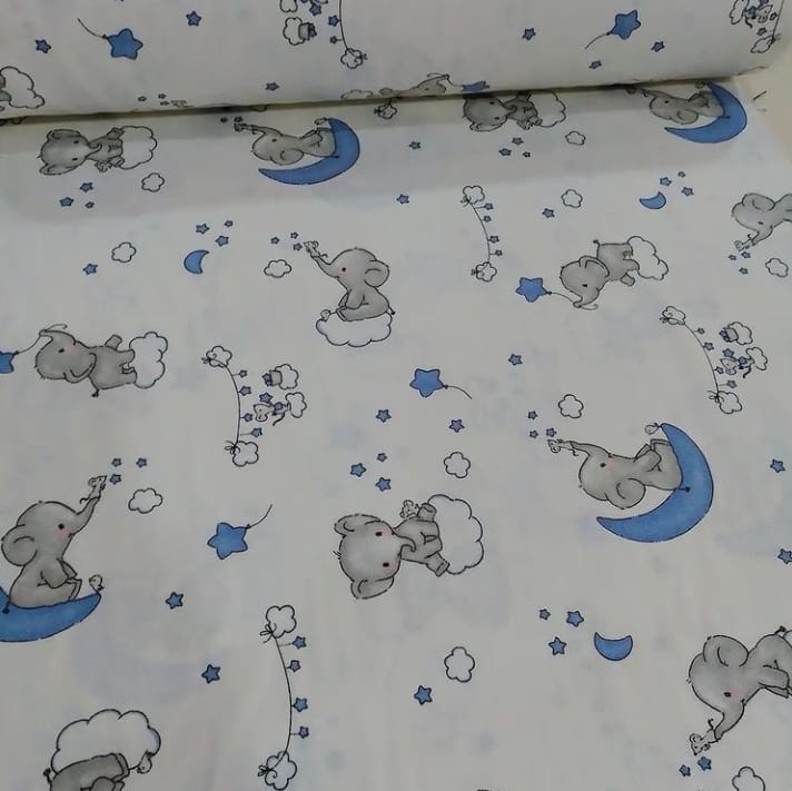 Mavi Fil ve Minik Fare Pazen Kumaş