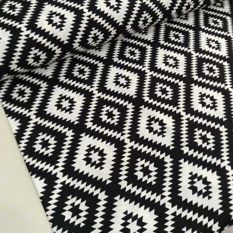 Siyah Kilim Desen Duck Keten