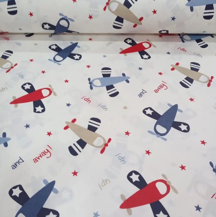 Uçaklar Poplin Kumaş
