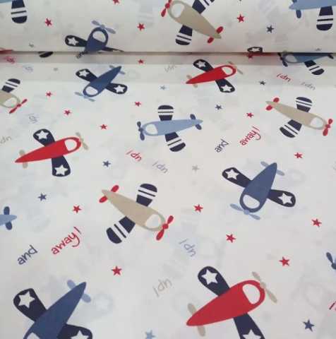 Uçaklar Poplin Kumaş