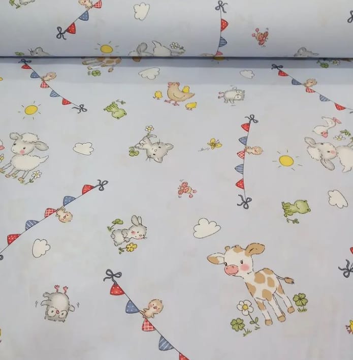Ali Baba 'nın Çiftliği Poplin (Mavi) Kumaş