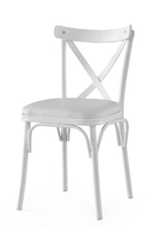 Levent SAN.0016-615, 3650 Bahar Çapraz Metal Ayak Sandalye Beyaz Beyaz