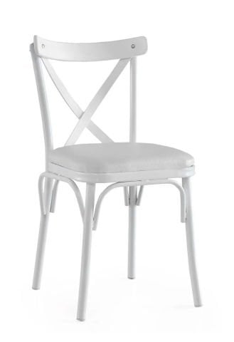 Levent SAN.0016-615, 3650 Bahar Çapraz Metal Ayak Sandalye Beyaz Beyaz