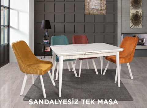 Always Star T687 Sandalyesiz Tek Masa, Beyaz