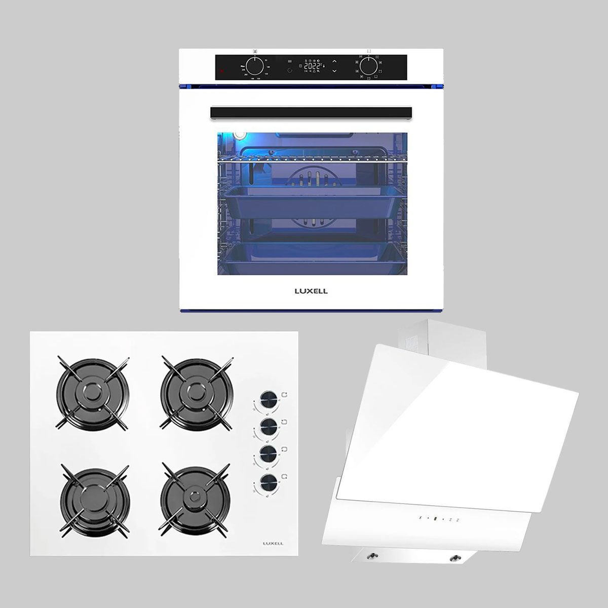 Luxell Platinum 9+1 Beyaz Ankastre Set, OC88 + DA835 + A68