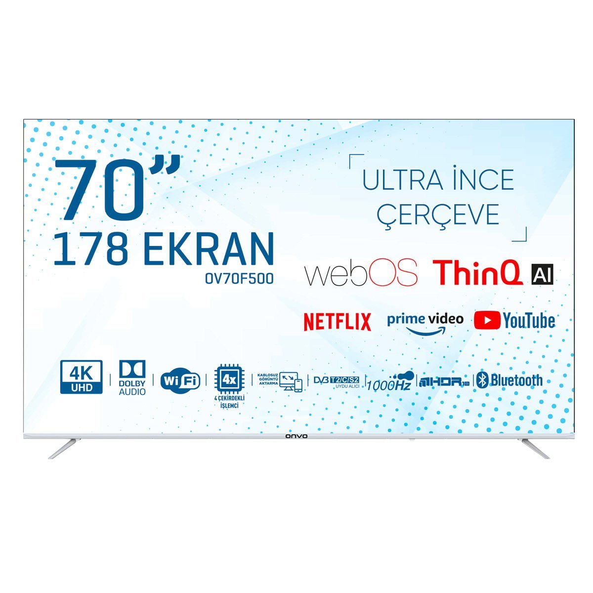 Onvo 70'' 4K Ultra HD 178 Ekran Uydu Alıcılı webOS Smart Led TV