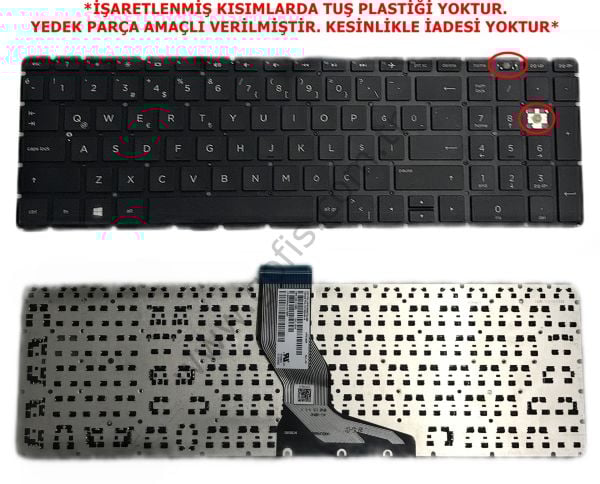 HP PAVİLİON 15-BS 15-BW 250 G6 255 G6 KLAVYE TÜRKÇE Q HPM16M6 PK132043A18 *YEDEK PARÇA AMAÇLI* (2)