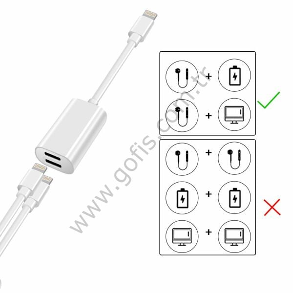 LIGHTNING  2 IN 1 ŞARJ VE KULAKLIK ÇEVİRİCİ