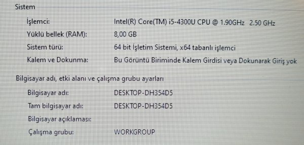 DELL LATITUDE E5440 INTEL CORE İ5-4300U 8GB RAM 320GB HDD LAPTOP