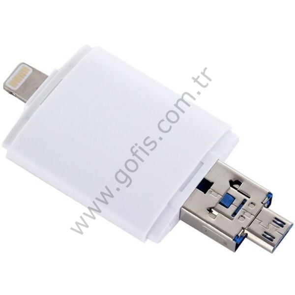 MANATECH I-USB-STORER 3 IN 2 KART OKUYUCU LIGHTNING USB MİCRO USB SD KART