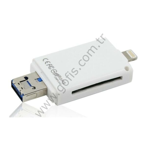 MANATECH I-USB-STORER 3 IN 2 KART OKUYUCU LIGHTNING USB MİCRO USB SD KART
