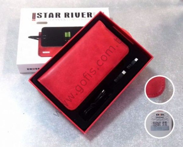 ZHUSE STAR RIVER 6800MAH POWERBANK VE DERİ CÜZDAN