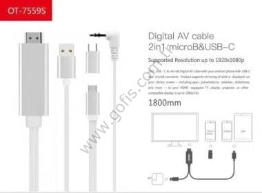 HDMI DIGITAL  AV CABLE  2 IN  1 HDMI TO  MICRO USB & USB-C
