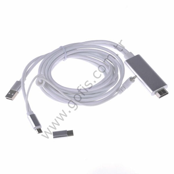 HDMI DIGITAL  AV CABLE  2 IN  1 HDMI TO  MICRO USB & USB-C
