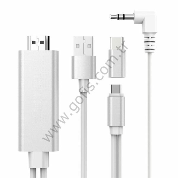 HDMI DIGITAL  AV CABLE  2 IN  1 HDMI TO  MICRO USB & USB-C