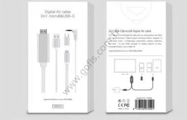 HDMI DIGITAL  AV CABLE  2 IN  1 HDMI TO  MICRO USB & USB-C
