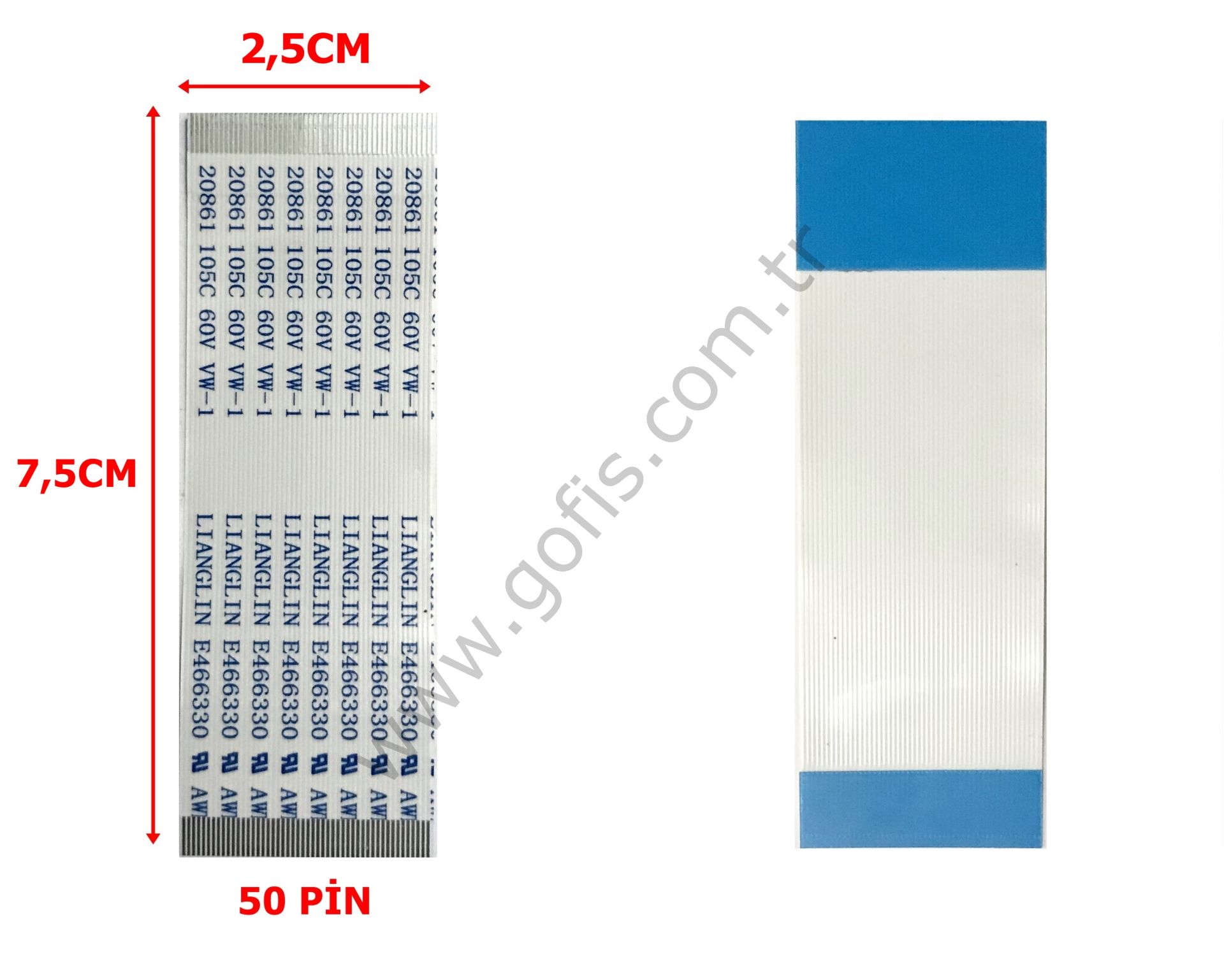 LIANGLIN E466330 AWM 20861 105C 60V VW-1 FLEX KABLO 2,5CM 7,5CM 50 PİN FLEX CABLE
