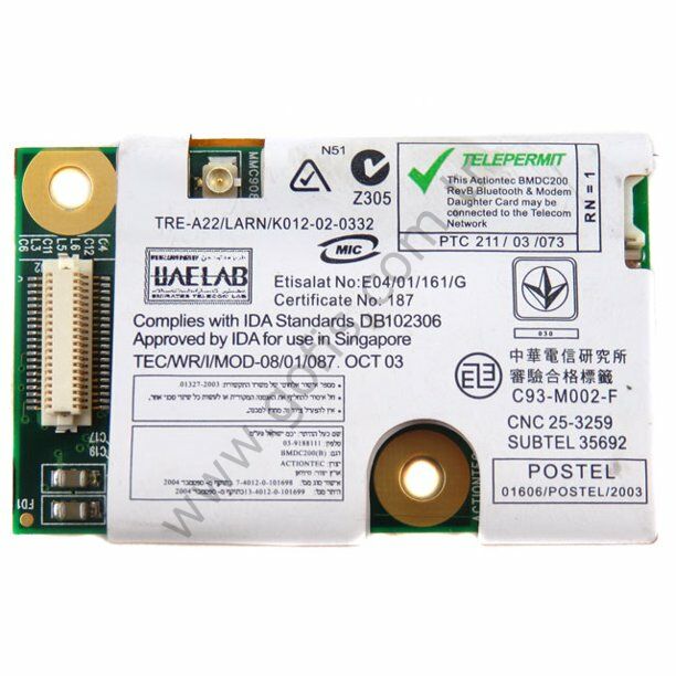 IBM LENOVO THİNKPAD X40 X41 T42 T43 BLUETOOTH MODEM KART 27R1880 J80860 2496A-BMDC200B