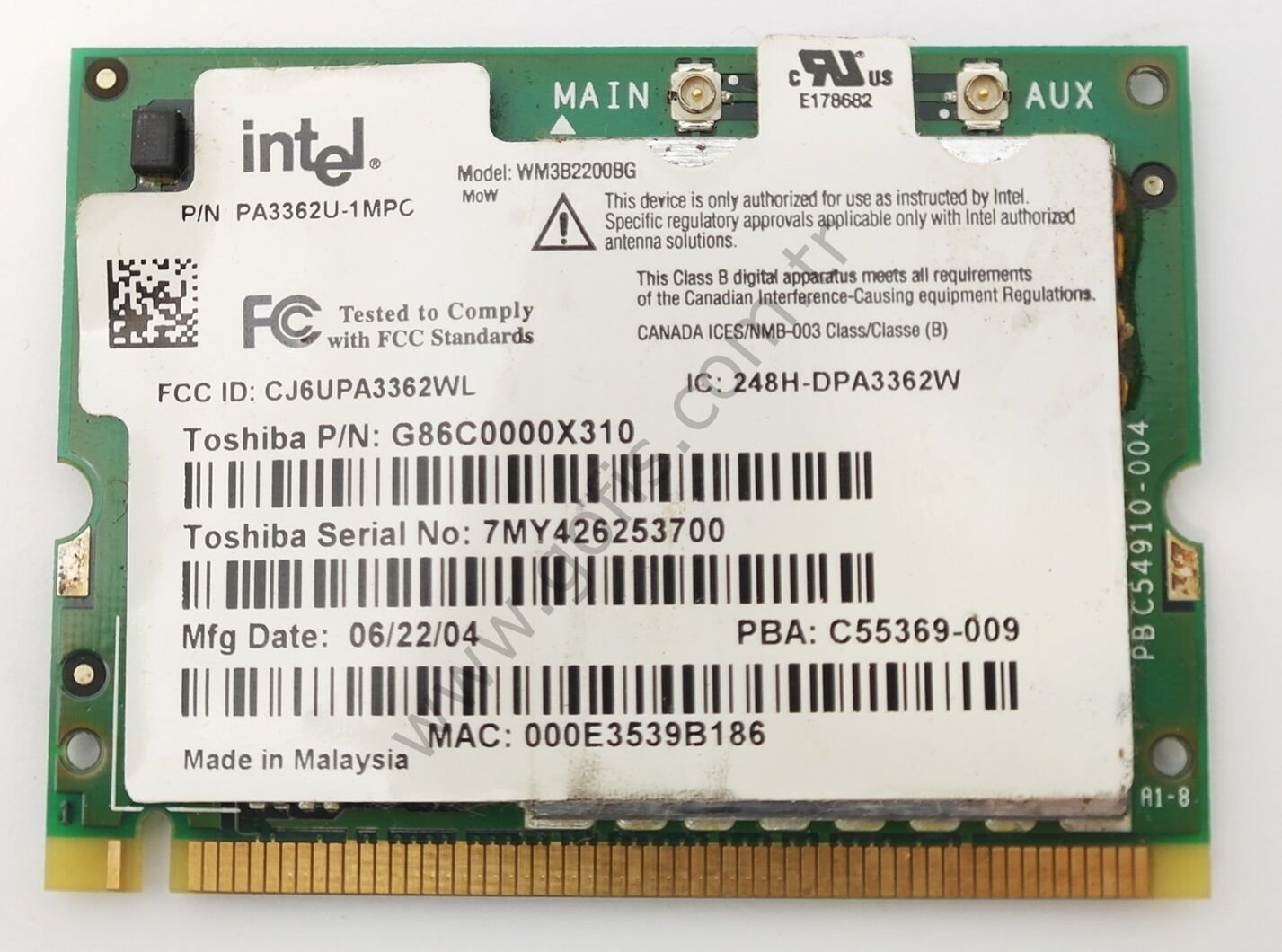TOSHİBA SATELLİTE PRO M35 WİRELESS KART PA3362U-1MPC G86C0000X310 C55369-009 WİFİ CARD